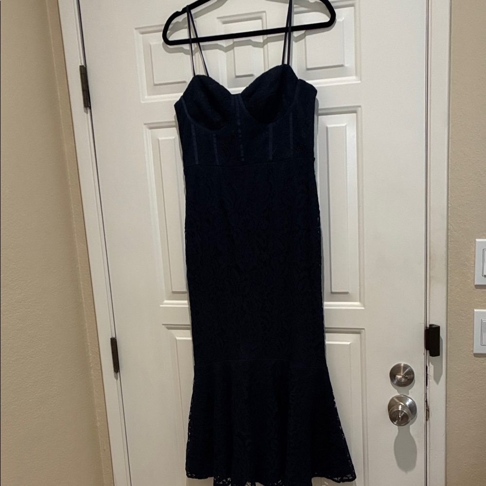 Lulus nwot found your love Navy Lace midi Dress - Picture 2 of 6